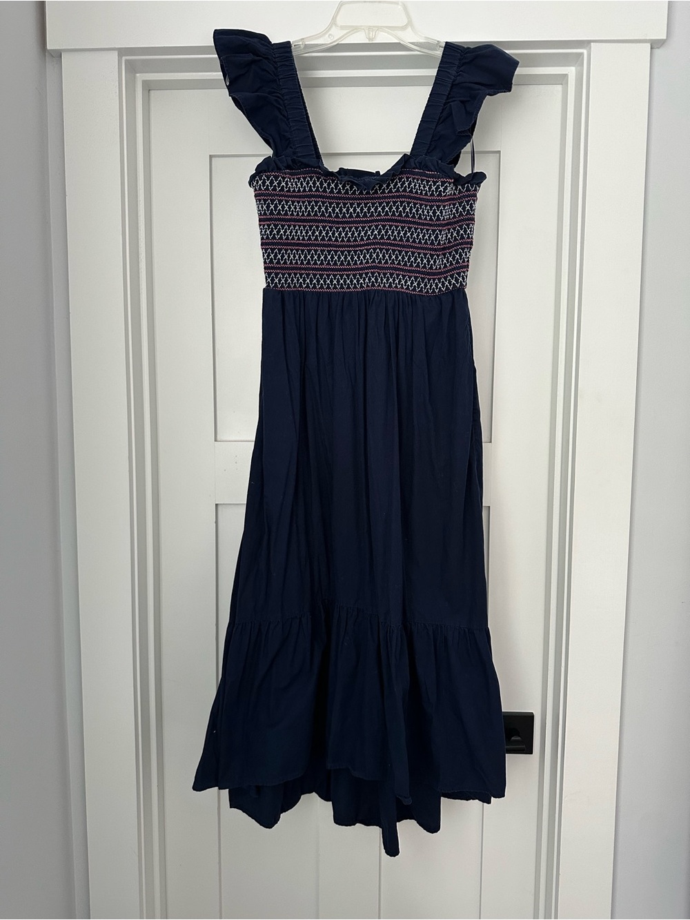crown & ivy Navy Smocked Dress with Pink & White Accents